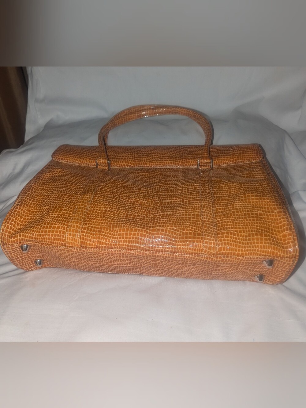 BCBGMaxAzria Amber Patent Lizard Embossed Italian Leather Satchel.NWT - Picture 11 of 14